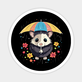 Opossum Rainy Day With Umbrella Magnet